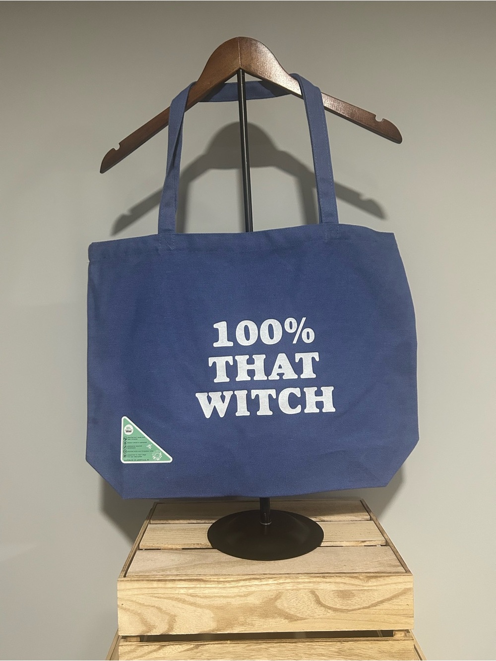 “100% That Witch” Blue Canvas Tote Bag - Picture 2 of 2